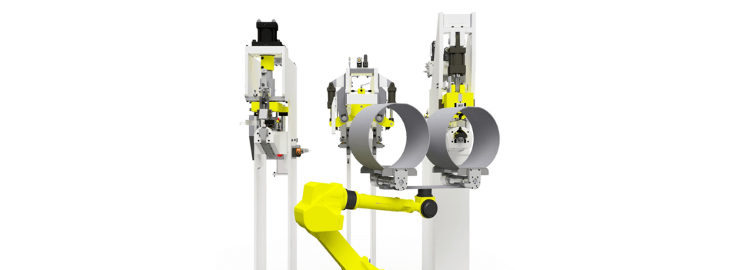 Robot transfer in a wheel manufacturing line