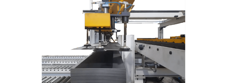 Destacker for loading metal sheets for off road wheel manufacturing